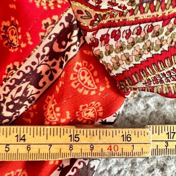 Westport 1962 Dress Womens 4 Scarf Hem Gold Metallic Thread Boho Midi - Picture 16 of 16